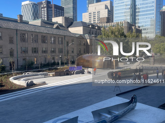 Visitors gather at the newly inaugurated Spirit Garden to observe National Day for Truth and Reconciliation in Toronto, Canada, on September...