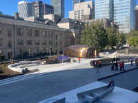 Visitors gather at the newly inaugurated Spirit Garden to observe National Day for Truth and Reconciliation in Toronto, Canada, on September...