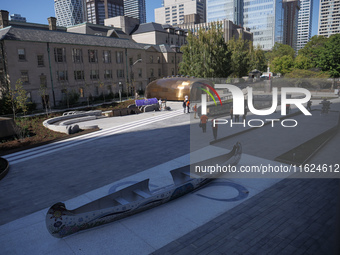 Visitors gather at the newly inaugurated Spirit Garden to observe National Day for Truth and Reconciliation in Toronto, Canada, on September...