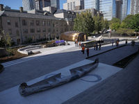 Visitors gather at the newly inaugurated Spirit Garden to observe National Day for Truth and Reconciliation in Toronto, Canada, on September...