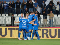 Brescia Calcio FC celebrates after scoring a goal during the Italian Serie B soccer championship football match between Brescia Calcio FC an...