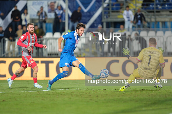 Gennaro Borrelli of Brescia Calcio FC scores the second goal of the match during the Italian Serie B soccer championship football match betw...