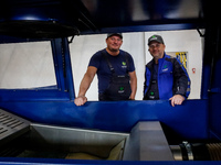 Men work in a newly opened plastic recycle plant in Krakow, Poland on September 30, 2024. The innovative plant will be able to recycle plast...