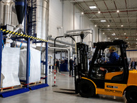 A man works in newly opened plastic recycle plant in Krakow, Poland on September 30, 2024. The innovative plant will be able to recycle plas...