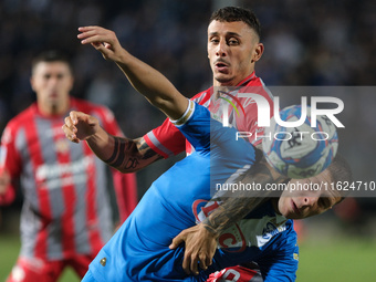 Michele Besaggio of Brescia Calcio FC contrasts with Michele Castagnetti of US Cremonese during the Italian Serie B soccer championship matc...