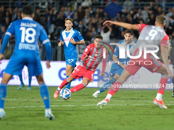 Manuel De Luca of US Cremonese is in action during the Italian Serie B soccer championship football match between Brescia Calcio FC and US C...