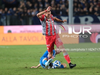 Valentin Antov of US Cremonese during the Italian Serie B soccer championship football match between Brescia Calcio FC and US Cremonese at M...