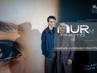 Actors Francesco Gheghi and Francesco Di Leva attend the ''Familia'' photocall at Cinema Adriano in Rome, Italy, on September 30, 2024. (