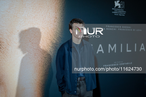 Actor Francesco Gheghi attends the ''Familia'' photocall at Cinema Adriano in Rome, Italy, on September 30, 2024. 