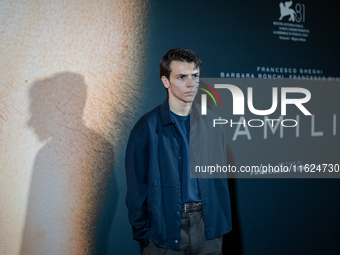 Actor Francesco Gheghi attends the ''Familia'' photocall at Cinema Adriano in Rome, Italy, on September 30, 2024. (