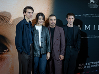 Actors Francesco Gheghi, Barbara Ronchi, Francesco Di Leva, and Marco Cicalese attend the ''Familia'' photocall at Cinema Adriano in Rome, I...