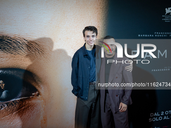 Actors Francesco Gheghi and Francesco Di Leva attend the ''Familia'' photocall at Cinema Adriano in Rome, Italy, on September 30, 2024. (