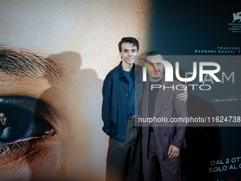 Actors Francesco Gheghi and Francesco Di Leva attend the ''Familia'' photocall at Cinema Adriano in Rome, Italy, on September 30, 2024. (