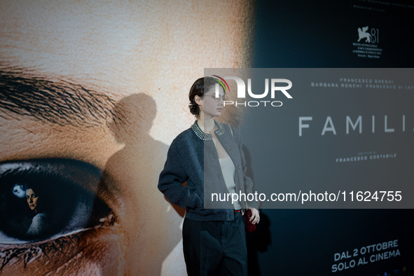 Actress Tecla Insolia attends the ''Familia'' photocall at Cinema Adriano in Rome, Italy, on September 30, 2024. 