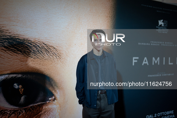 Actor Francesco Gheghi attends the ''Familia'' photocall at Cinema Adriano in Rome, Italy, on September 30, 2024. 