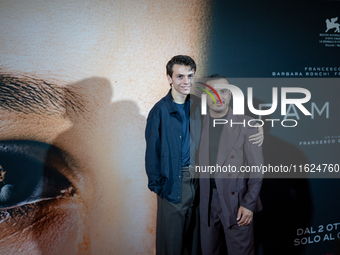 Actors Francesco Gheghi and Francesco Di Leva attend the ''Familia'' photocall at Cinema Adriano in Rome, Italy, on September 30, 2024. (