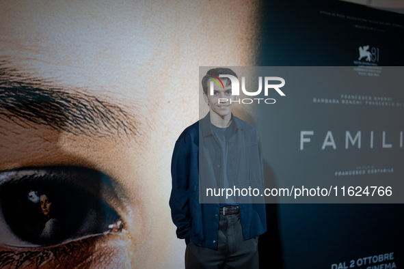 Actor Francesco Gheghi attends the ''Familia'' photocall at Cinema Adriano in Rome, Italy, on September 30, 2024. 