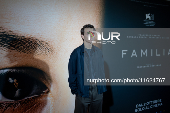 Actor Francesco Gheghi attends the ''Familia'' photocall at Cinema Adriano in Rome, Italy, on September 30, 2024. 