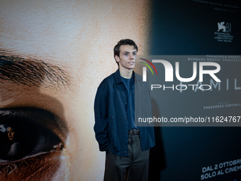 Actor Francesco Gheghi attends the ''Familia'' photocall at Cinema Adriano in Rome, Italy, on September 30, 2024. (