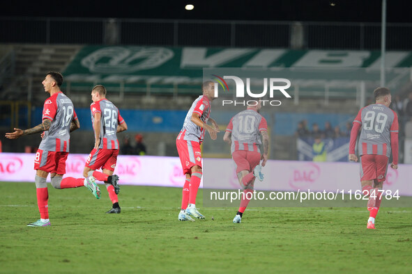 US Cremonese celebrates after scoring a goal during the Italian Serie B soccer championship football match between Brescia Calcio FC and US...