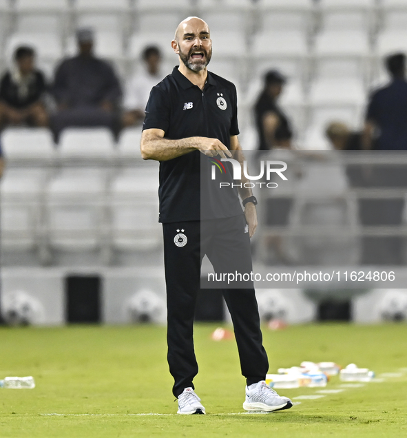 Al Sadd FC Head Coach Felix Sanchez Bas reacts during the AFC Champions League elite west football match between Qatar's Al Sadd SC and Iran...