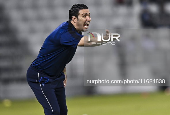 Esteghlal FC Head Coach, Javad Nekounam, reacts during the AFC Champions League elite west football match between Qatar's Al Sadd SC and Ira...