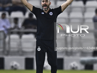 Felix Sanchez Bas, Head Coach of Al Sadd FC, reacts during the AFC Champions League elite west football match between Qatar's Al Sadd SC and...