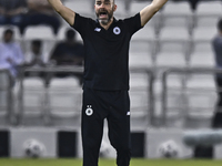 Felix Sanchez Bas, Head Coach of Al Sadd FC, reacts during the AFC Champions League elite west football match between Qatar's Al Sadd SC and...