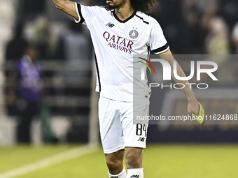 Akram Hassan Afif of Al Sadd SC celebrates after winning the AFC Champions League elite west football match between Qatar's Al Sadd SC and I...