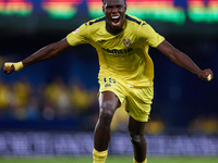 Thierno Barry of Villarreal CF celebrates after scoring the team's second goal during the LaLiga EA Sports match between Villarreal CF and U...