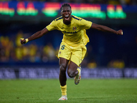 Thierno Barry of Villarreal CF celebrates after scoring the team's second goal during the LaLiga EA Sports match between Villarreal CF and U...