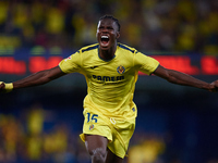 Thierno Barry of Villarreal CF celebrates after scoring the team's second goal during the LaLiga EA Sports match between Villarreal CF and U...