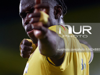 Thierno Barry of Villarreal CF celebrates after scoring the team's second goal during the LaLiga EA Sports match between Villarreal CF and U...