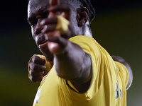 Thierno Barry of Villarreal CF celebrates after scoring the team's second goal during the LaLiga EA Sports match between Villarreal CF and U...