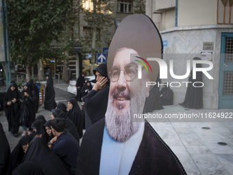 An effigy of Lebanon's Hezbollah Secretary General, Hassan Nasrallah, is pictured during a protest gathering to condemn an Israeli air strik...