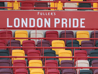 Empty seating before the Premier League match between Brentford and West Ham United at the Gtech Community Stadium in Brentford, United King...