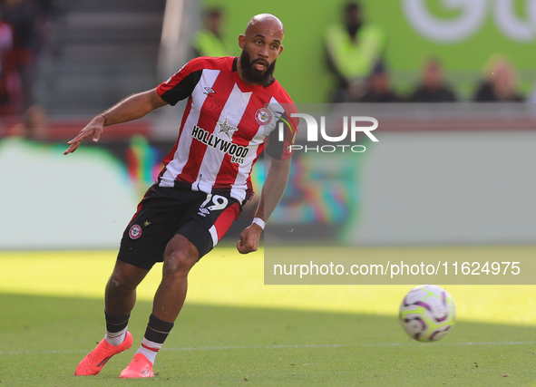 Bryan Mbuemo of Brentford during the Premier League match between Brentford and West Ham United at the Gtech Community Stadium in Brentford,...