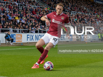 Northampton Town's Mitch Pinnock during the first half of the Sky Bet League 1 match between Northampton Town and Mansfield Town at the PTS...