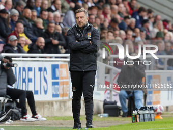 Northampton Town's manager Jon Brady looks gloomy during the second half of the Sky Bet League 1 match between Northampton Town and Mansfiel...