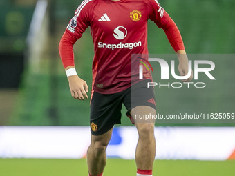 Harry Amass of Manchester United on the ball during the Premier League 2 match between Norwich City and Manchester United at Carrow Road in...