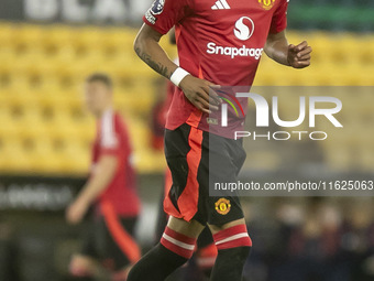 Ethan Williams of Manchester United during the Premier League 2 match between Norwich City and Manchester United at Carrow Road in Norwich,...