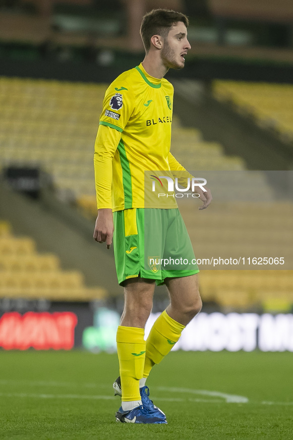 Charlie Wilson of Norwich City during the Premier League 2 match between Norwich City and Manchester United at Carrow Road in Norwich, Engla...