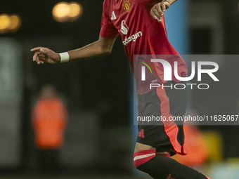 Ethan Williams of Manchester United on the ball during the Premier League 2 match between Norwich City and Manchester United at Carrow Road...