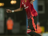 Ethan Williams of Manchester United on the ball during the Premier League 2 match between Norwich City and Manchester United at Carrow Road...