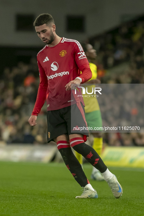 Ruben Curley of Manchester United during the Premier League 2 match between Norwich City and Manchester United at Carrow Road in Norwich, En...