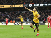 Rayan Ait-Nouri of Wolverhampton Wanderers celebrates after scoring their first goal during the Premier League match between Wolverhampton W...