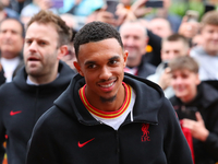 Trent Alexander-Arnold of Liverpool arrives for the Premier League match between Wolverhampton Wanderers and Liverpool at Molineux in Wolver...