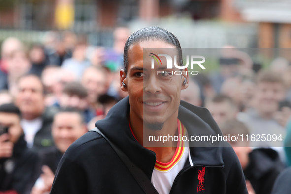 Virgil van Dijk of Liverpool arrives for the Premier League match between Wolverhampton Wanderers and Liverpool at Molineux in Wolverhampton...