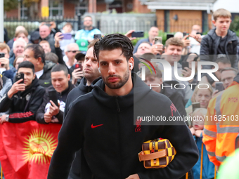 Dominik Szoboszlai of Liverpool arrives for the Premier League match between Wolverhampton Wanderers and Liverpool at Molineux in Wolverhamp...