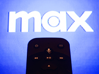 Max app displayed on a tv screen and a remote control are seen in this illustration photo taken in Krakow, Poland on September 30, 2024. (